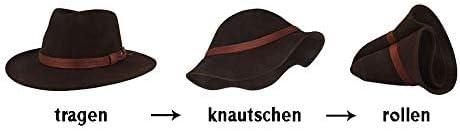 Breiter Rollbarer Outdoor Filzhut Trekkinghut 100% Wolle Hut Wasserabweisend Faltbar Ledergarnitur H