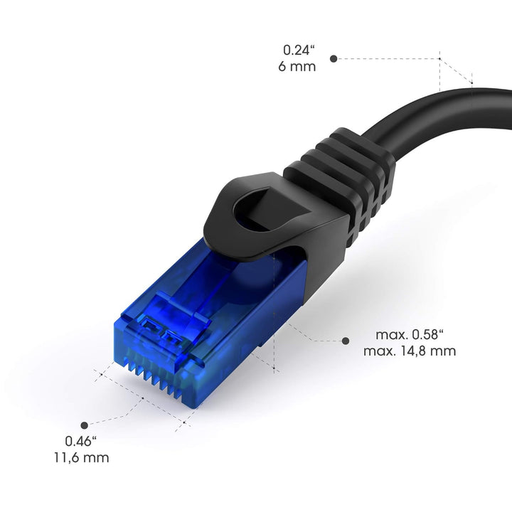 KabelDirekt – LAN-/Netzwerkkabel 10er-Set – 15m – Gigabit, RJ45, Schwarz | 10er-Set Ethernet-/Patchk