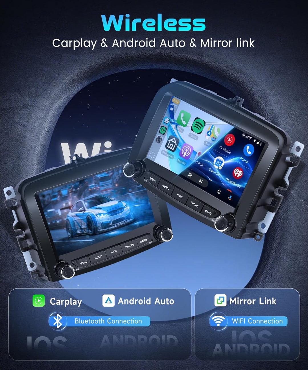 4G+64G Rimoody Android Autoradio für FIAT 500L 2013-2019 7 Zoll Wireless Carplay Stereo Auto mit And