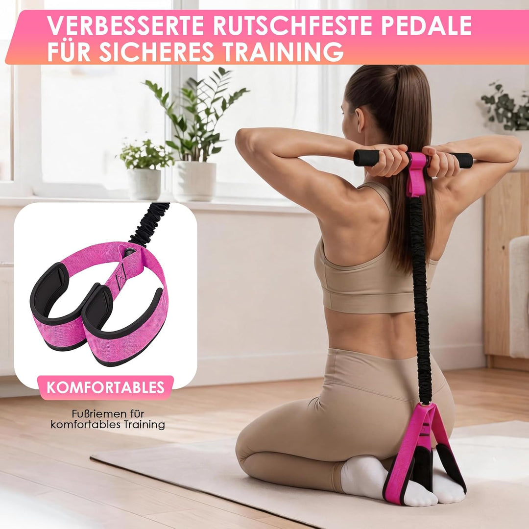 TOMSHOO Pedal Widerstandsbänder mit Griff, Multifunktions Bauchtrainer für Zuhause, Bodybuilding Exp