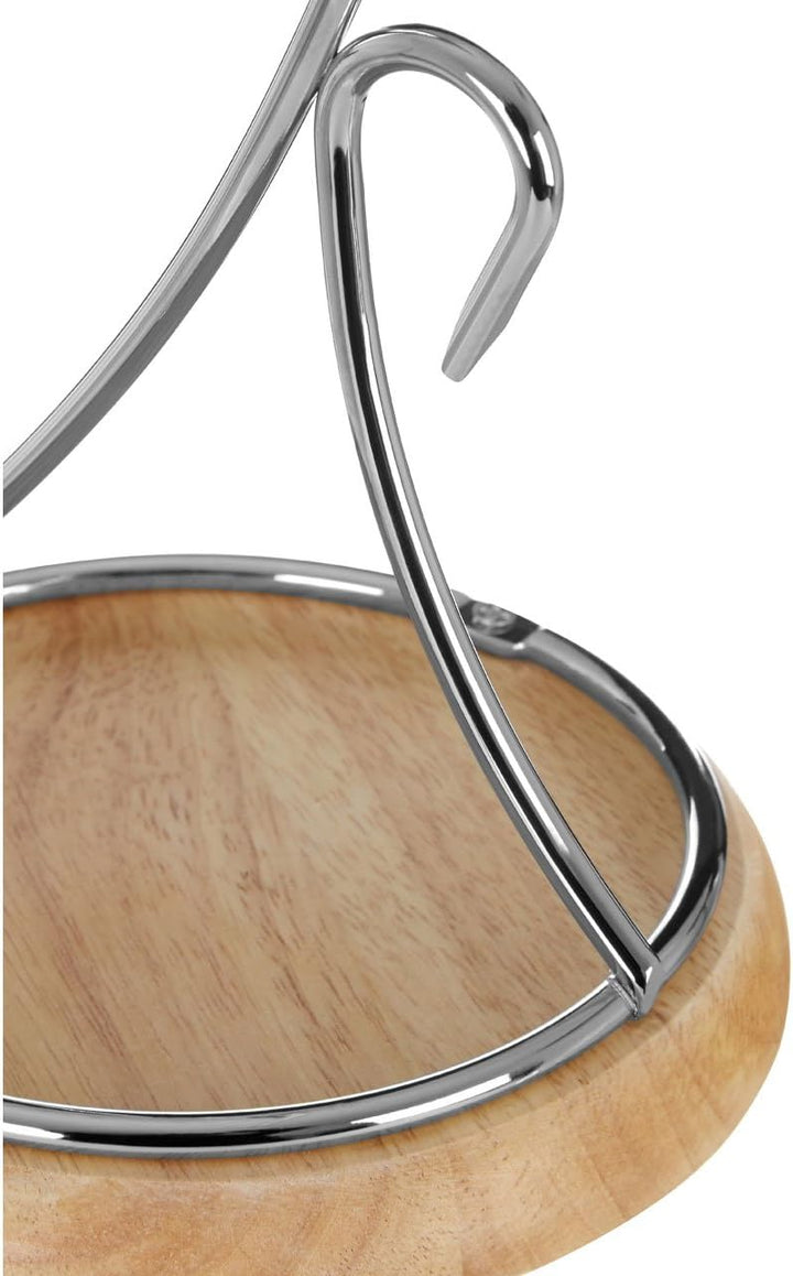 Premier Housewares Bananenhalter, Chrom mit Holzfuss, H35 x W16 x D16cm 1 Silver, 1 Silver