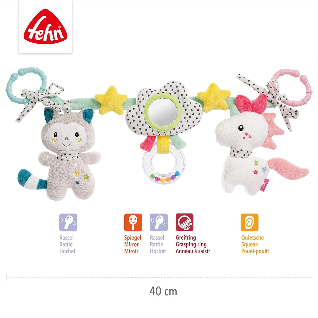 Fehn Kinderwagenkette Spielzeug Aiko &amp; Yuki – Baby Mobile Kette mit niedlichen Figuren zum Aufhängen