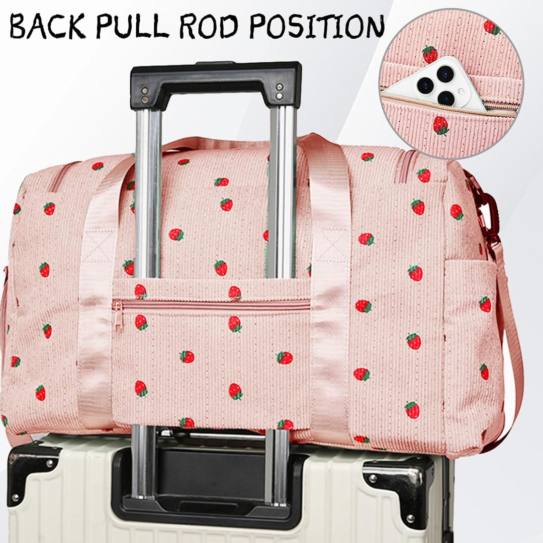 Reisetasche Damen, Sporttasche Damen mit Schuhfach, Nassfach and Kleine Geldbörse, Cord Schwimmtasch