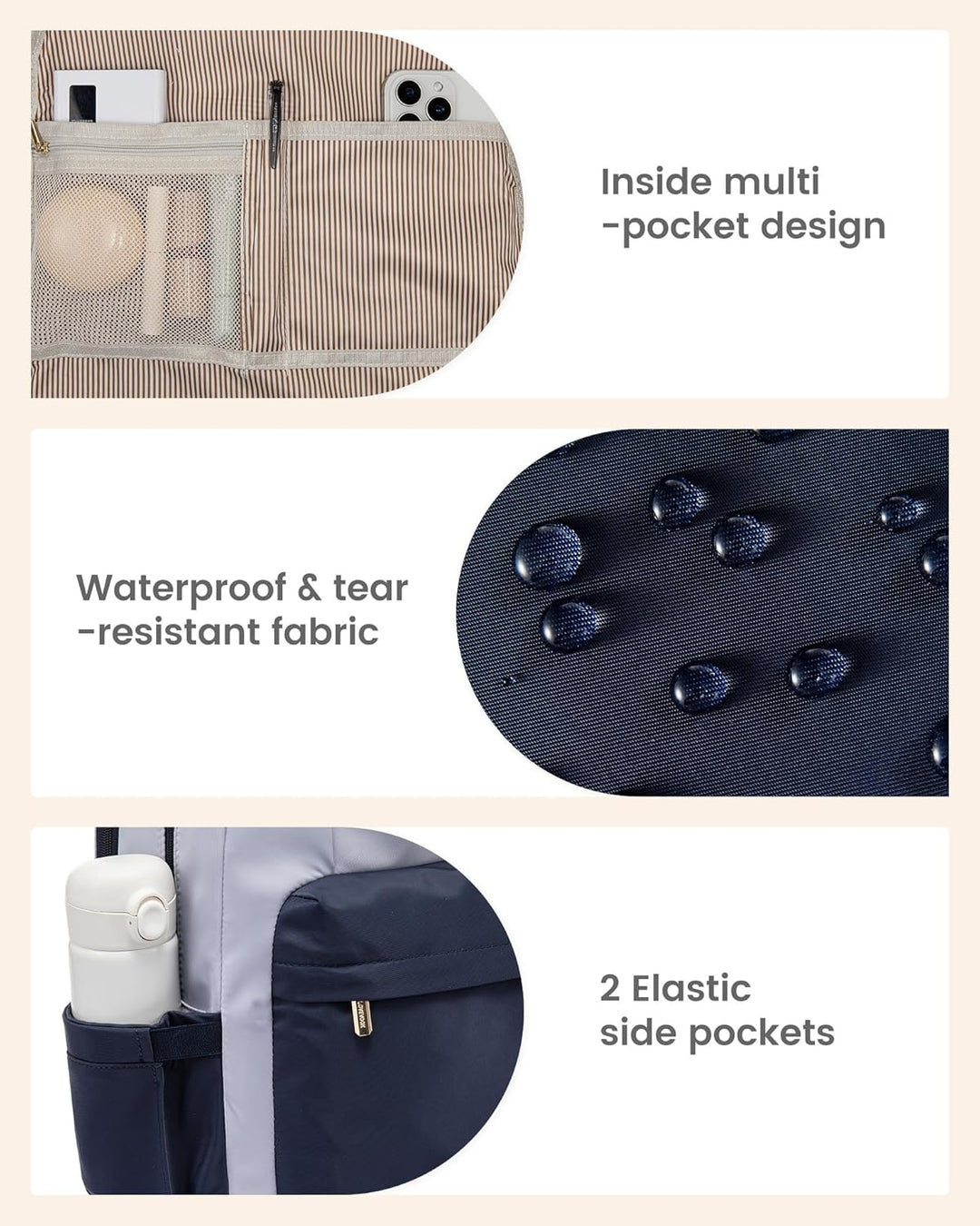 LOVEVOOK Rucksack Damen, 15,6 Zoll Laptop Schultasche Mädchen mit Laptopfach, Wasserdicht Reiserucks