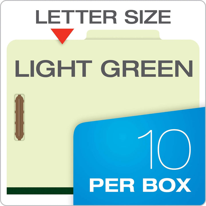 Pendaflex Classification Folders – 2 Dividers, Light Green, Letter, 10/BX (17173) Corona Green, Coro