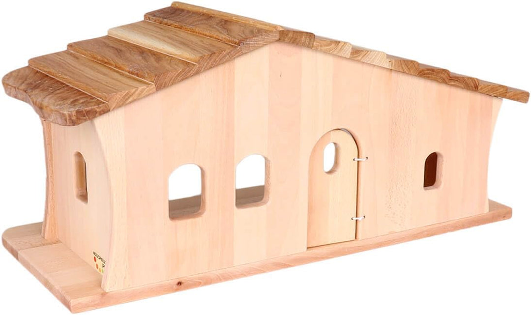 Holzspielzeug Peitz Weihnachtskrippe aus Holz | Krippenstall mit Stall und Hauptraum | Vielseitig al