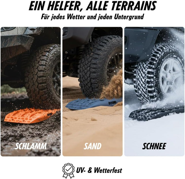 IYC4x4 Sandbleche Anfahrhilfe Bergungshilfe Traktionshilfe Reifenleiter Kunststoff (Stealth Grey, 2x