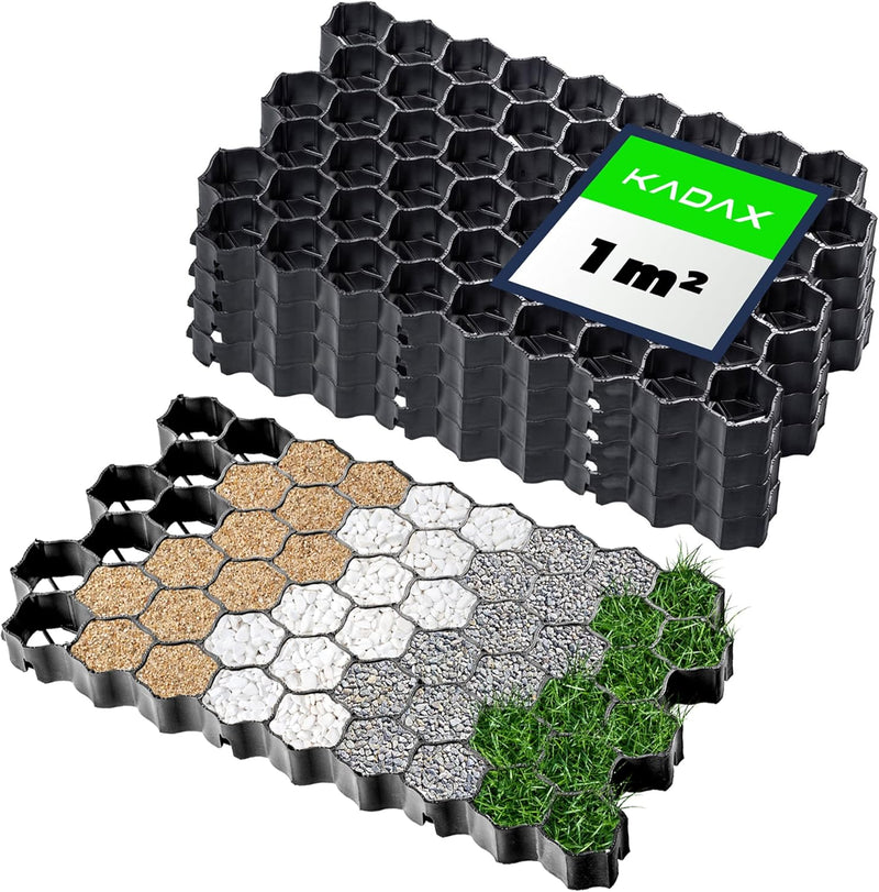 KADAX Paddockplatten aus Kunststoff, 60x40cm, 1 m², 2 Farben, Belastbarkeit bis zu 1000 t, Rasengitt