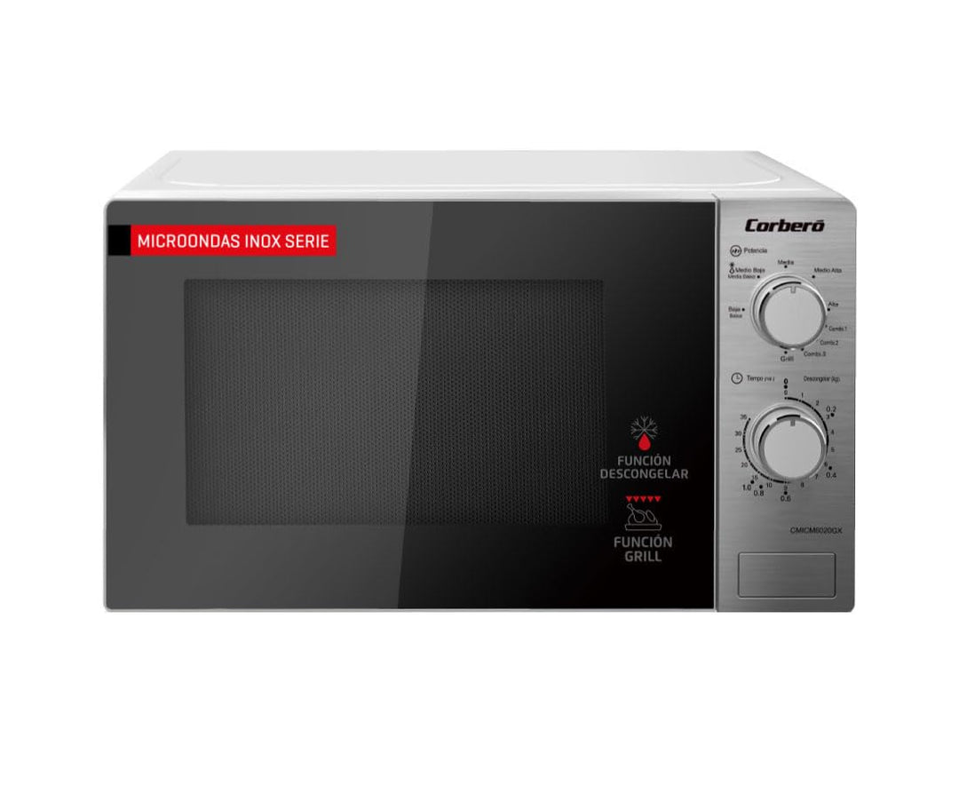 Corberó CMICM6020GX Mikrowelle | 700 W Leistung | Gratinieren und Grillen | Schnelles Auftauen | 9 L