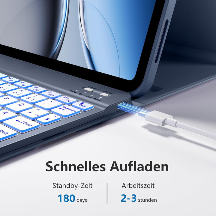 drivego Hülle mit Tastatur für iPad 11 Generation A16/10 Generation (11/10.9 Zoll, 2025/2022), 7-far