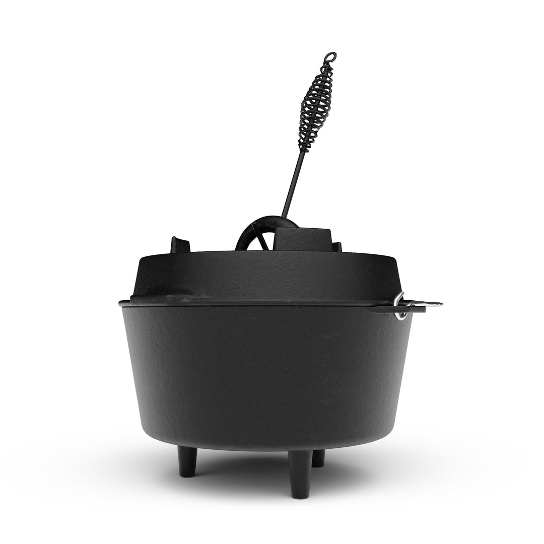 ELITE BBQ Suppenkessel dutch-oven set mit Füssen 6.0 qt, unser Eintopfofen für Kesselgulasch mit dut