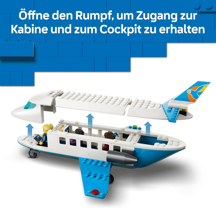 LEGO City Passagierjet Spielzeug - Flugzeug Modellbausatz mit 4 Minifiguren und Reisezubehör - Lerns