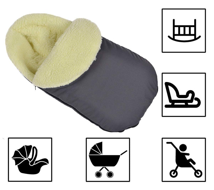 Baby Fusssack WinterFusssack für Kinderwagen wolle Graphit [071] Graphit mit Kaputze, Graphit mit Ka