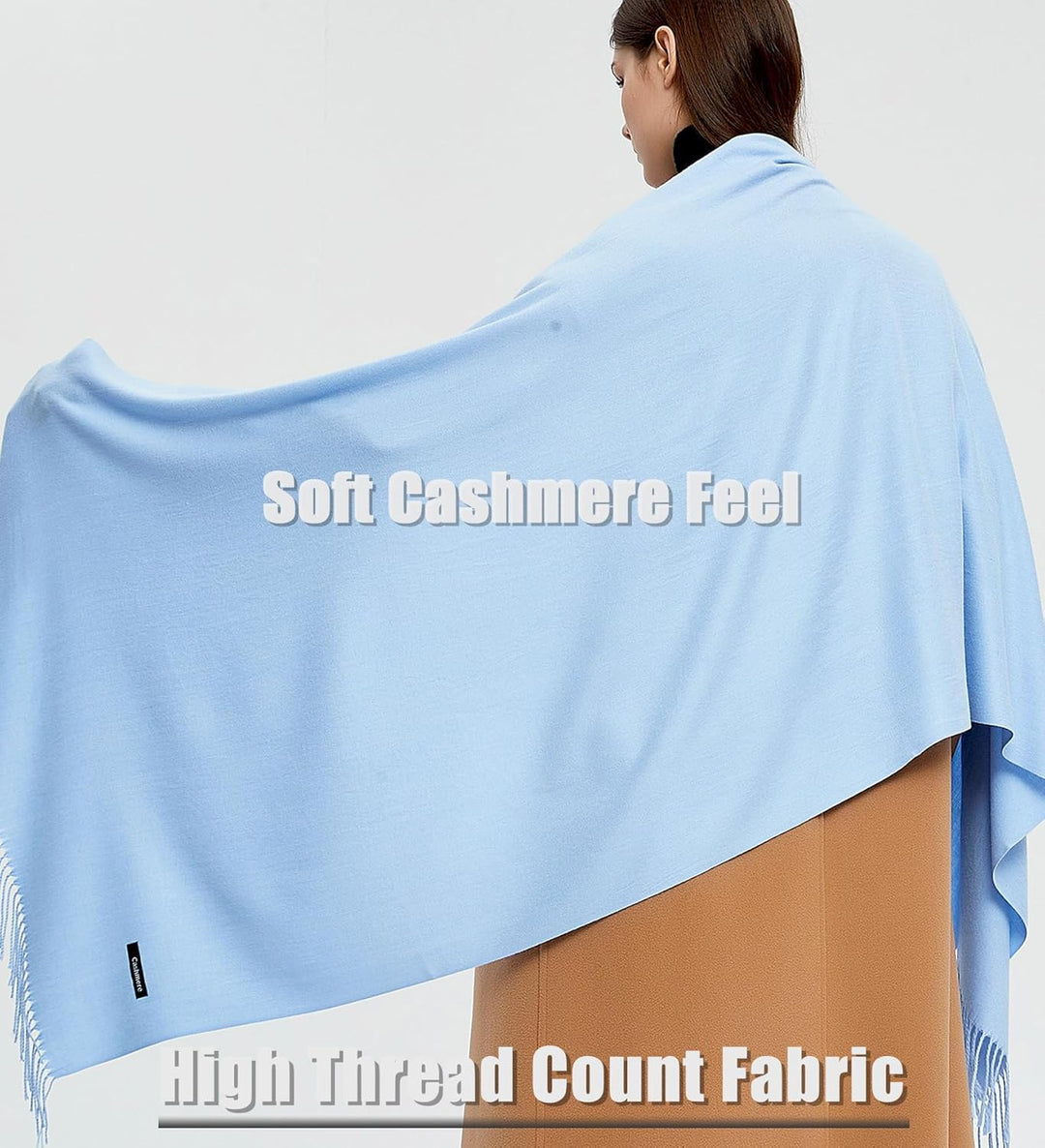 Pashmina Schals und Wraps Schals für Damen Hochzeit Party Winter Warme Lange Solid Color Himmelblau,