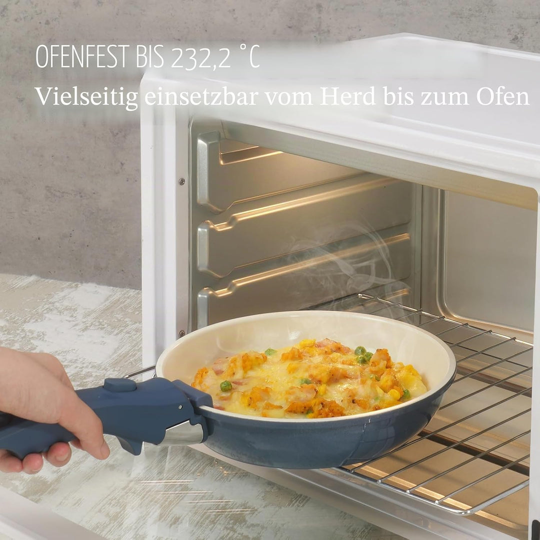Keramik Topfsets Pfannenset 8 Teilig mit Abnehmbaren Griffen induktionsgeeignet mit Bratpfannen ofen