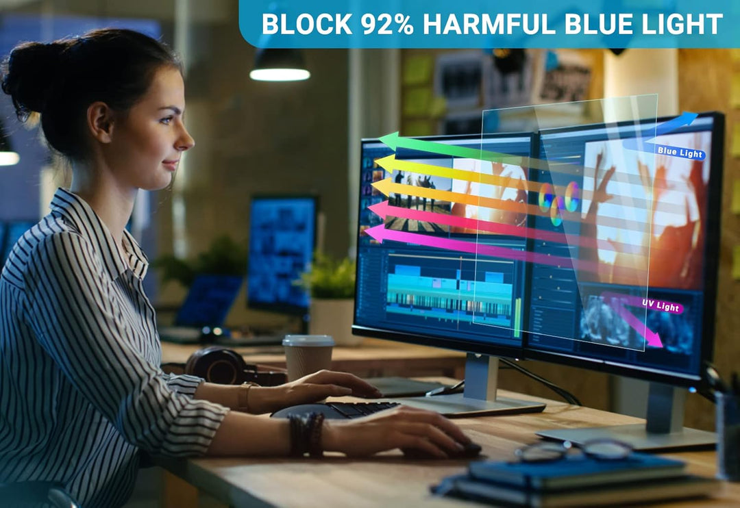 PYS 27 Zoll Blaulichtblockierende Displayschutzfolie für Computermonitor, Unisersal, abnehmbar, 16:9