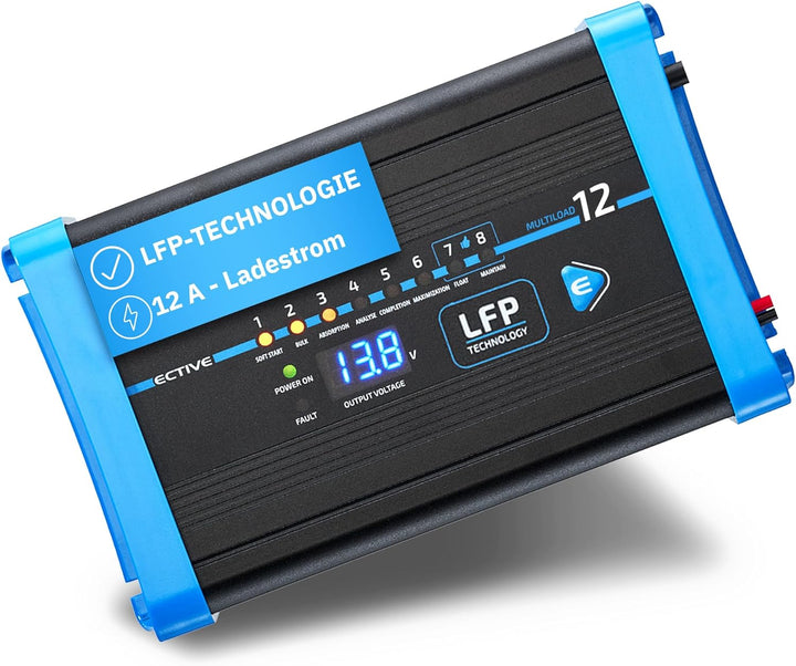 ECTIVE 7A 12V Lithium-Batterieladegerät Multiload 7 LFP 8-Stufen Ladegerät für LiFePO4-Batterien LFP