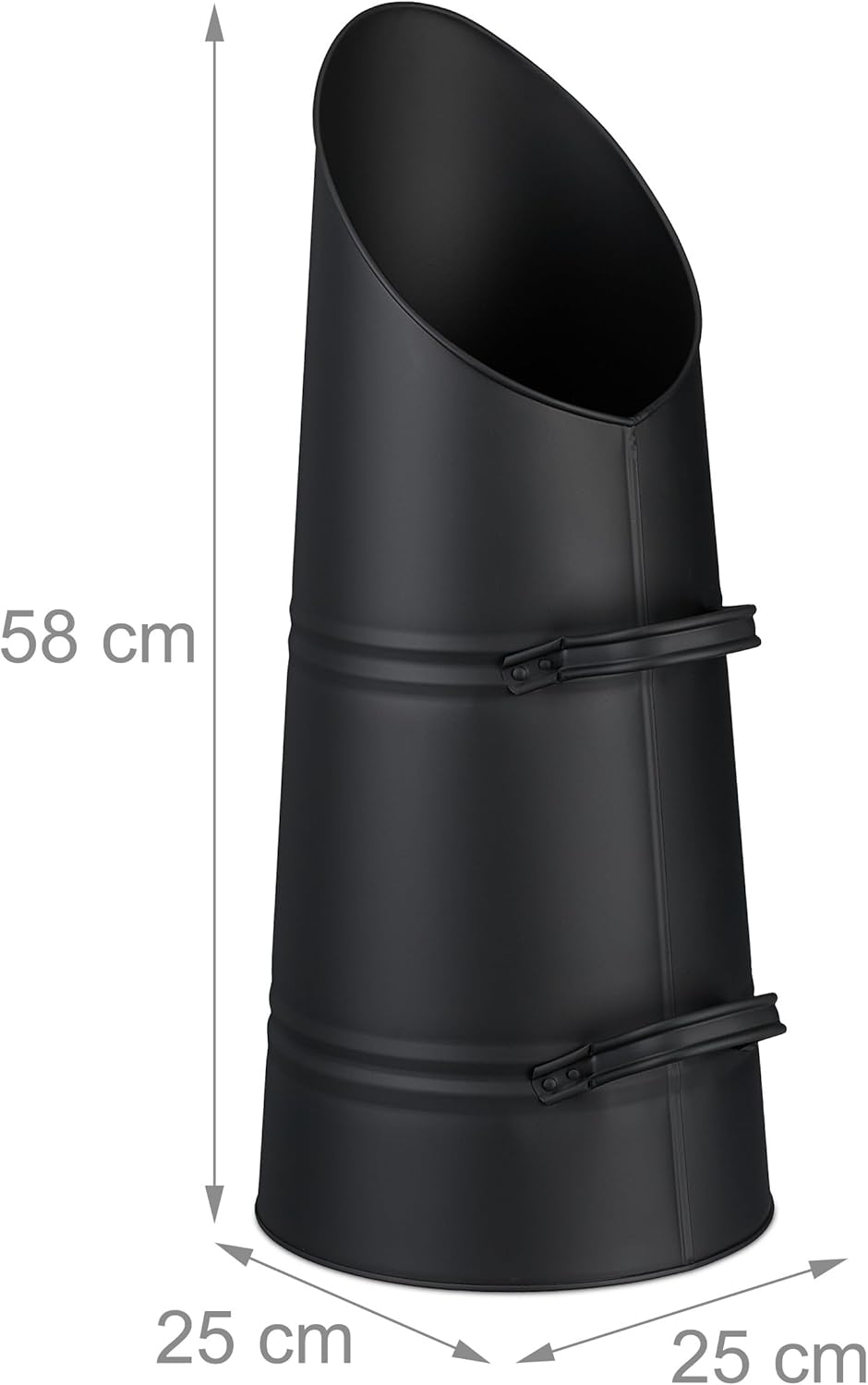 Relaxdays Kohlenschütte, 16 Liter, Eisen, Kohleeimer mit 2 Griffen, Pelletschütte zum Nachfüllen, Ka