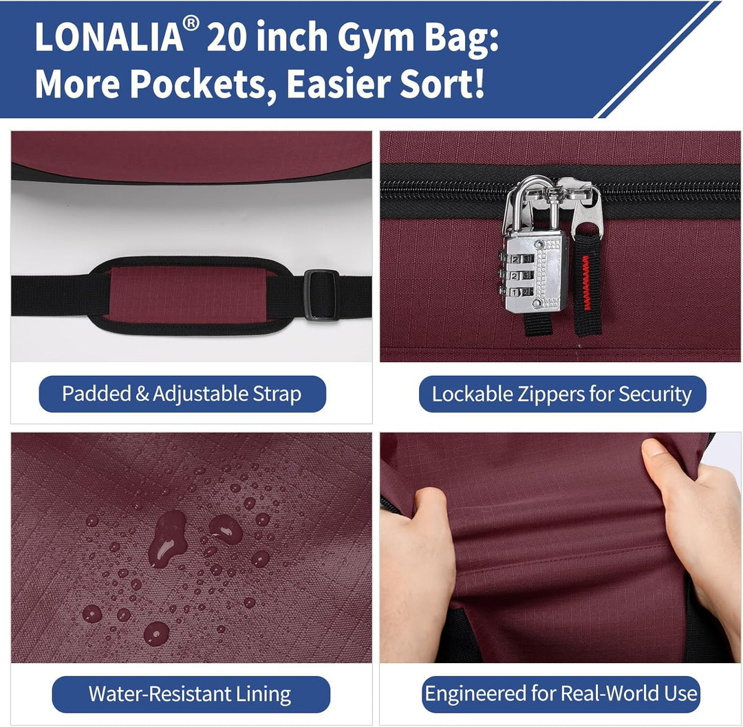 45L Sporttasche Reisetasche mit Seitentaschen - Weekender Gym Tasche Trainingstasche für Sport Fitne