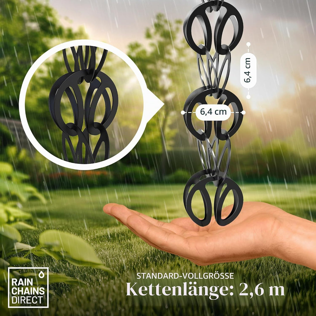 Rain Chains Direct Moderne Loop Regen Kette Aluminium Schwarzes pulverbeschichtetes Aluminium, Alumi