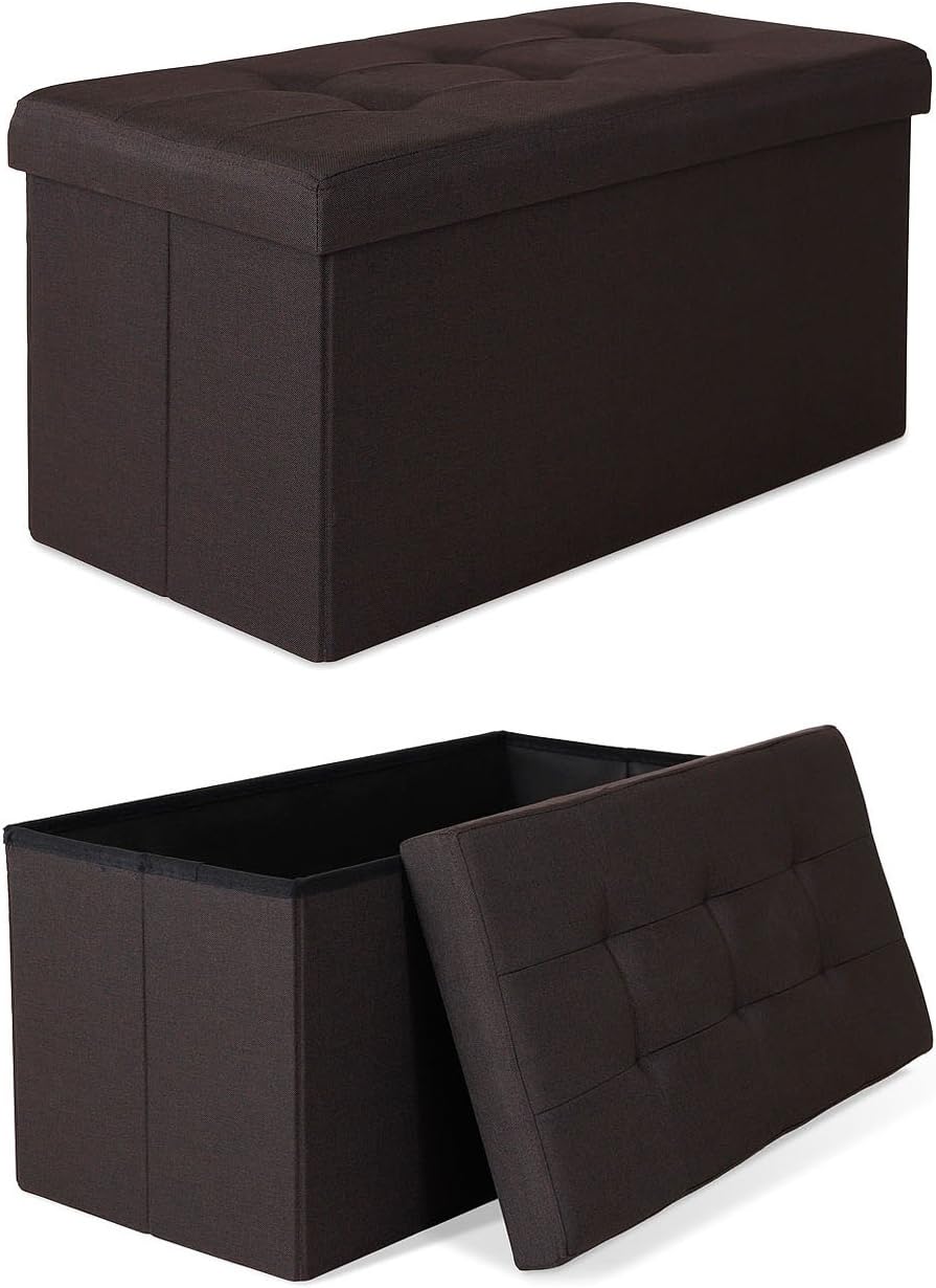 dibea Sitzhocker faltbar max 300 kg Leinen, 76x38x38 cm braun, 76x38x38 cm Braun