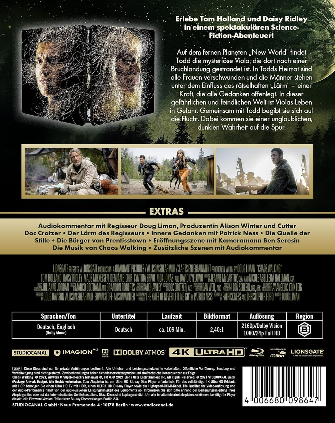 Chaos Walking - Limited Steelbook Edition (4K Ultra-HD) [Blu-ray], 4K