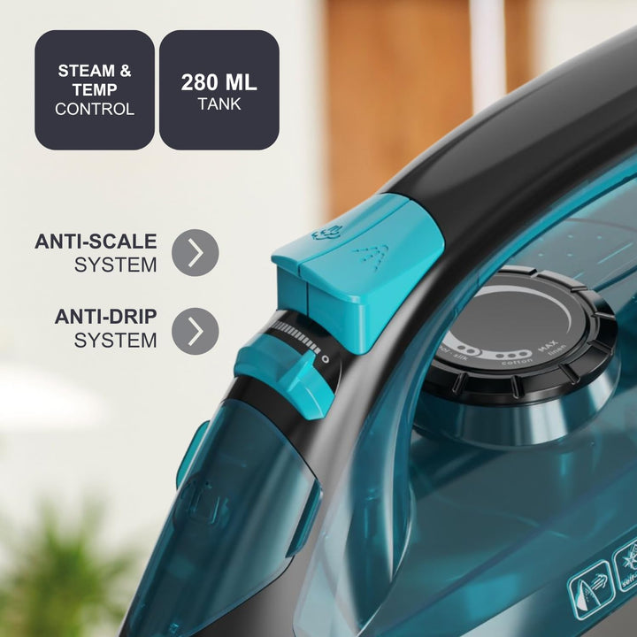 Black+Decker - Dampfbügeleisen 2200W | Dauerdampf 30g/min | Dampfstoss 120g/min | Edelstahlsohle | A