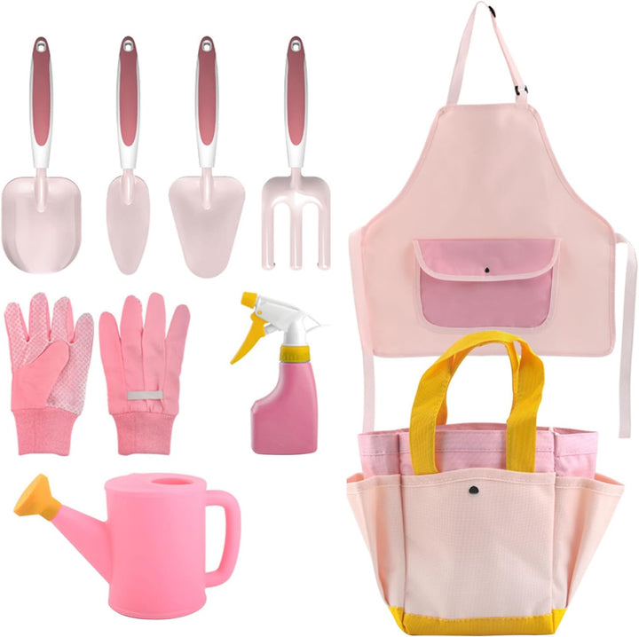 Kids Gardening Set, Kinder Gartenwerkzeuge 9PCS Kleinkind Gartenset umfassen Wässern, Handschuhe, Sc