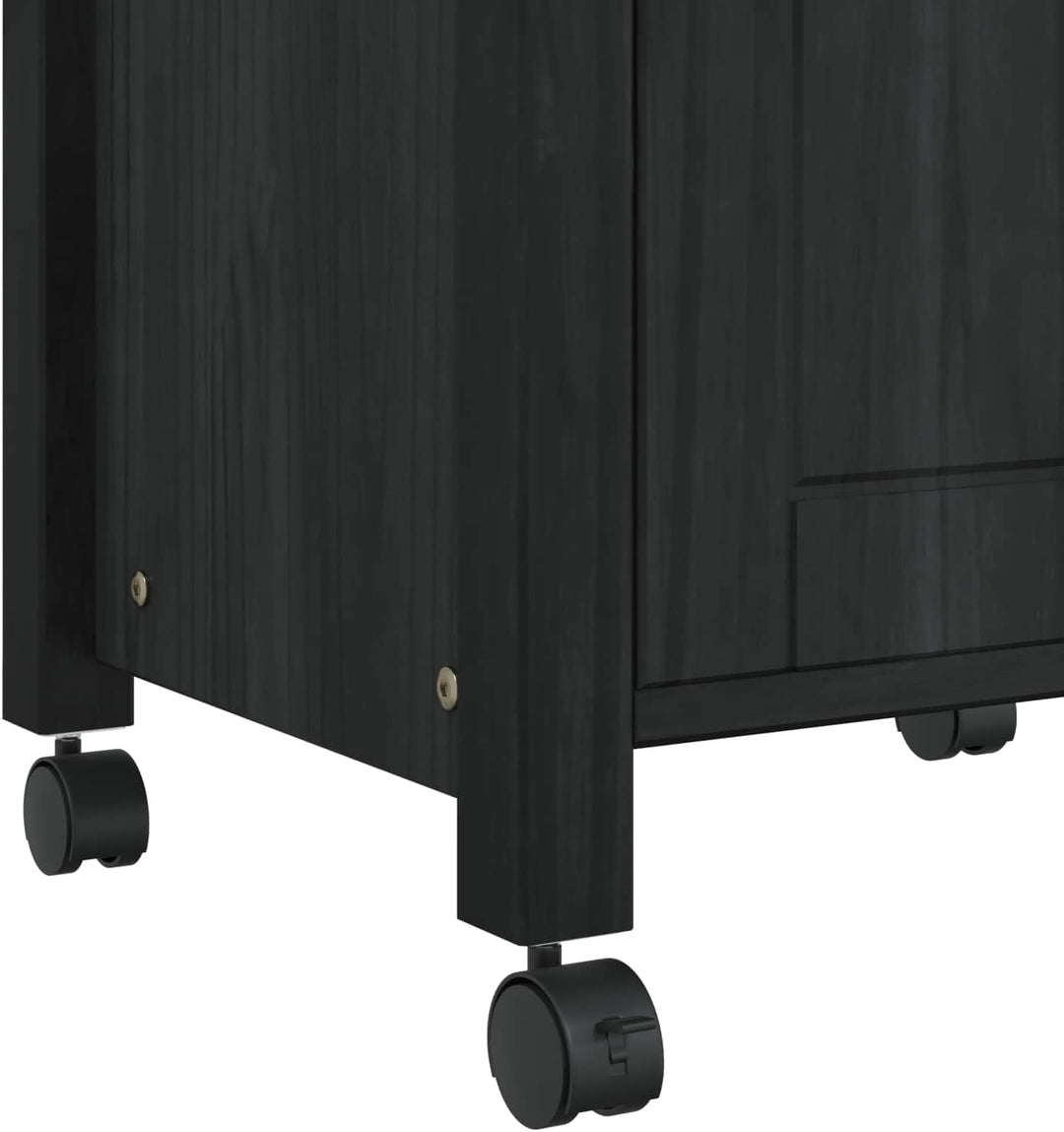 vidaXL Küchentrolley Schwarz 88,5 x 40 x 48 cm Massivholz Kiefer, Moderner Küchenwagen, rechteckiger