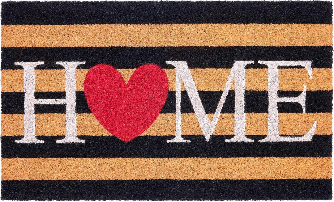 BRUBAKER Fussmatte für Aussen und Innen - Home mit Herz - 45 x 75 cm Schmutzfangmatte aus 100% Kokos