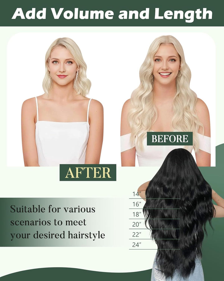 Ugeat Haartressen Extensions Echthaar Blond Sew in Weft Human Hair Echthaar Tressen Extensions Weiss