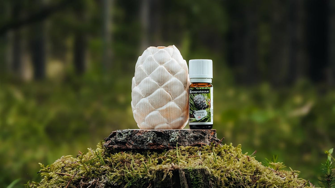Zirbenduftzapfen mit 10ml Bio-Zirbenöl - luftgetrocknetes zirbenholz - mit natürlicher Baumrinde