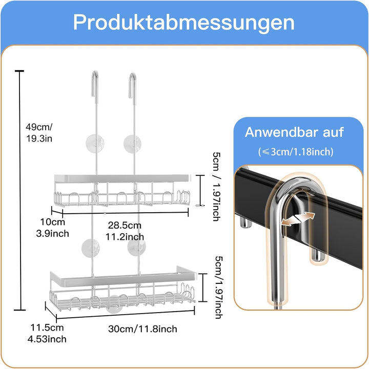 HouseUp Duschablage Zum Hängen Duschregal Ohne Bohren Shampoo Halterung Für Dusche Glastür (weniger