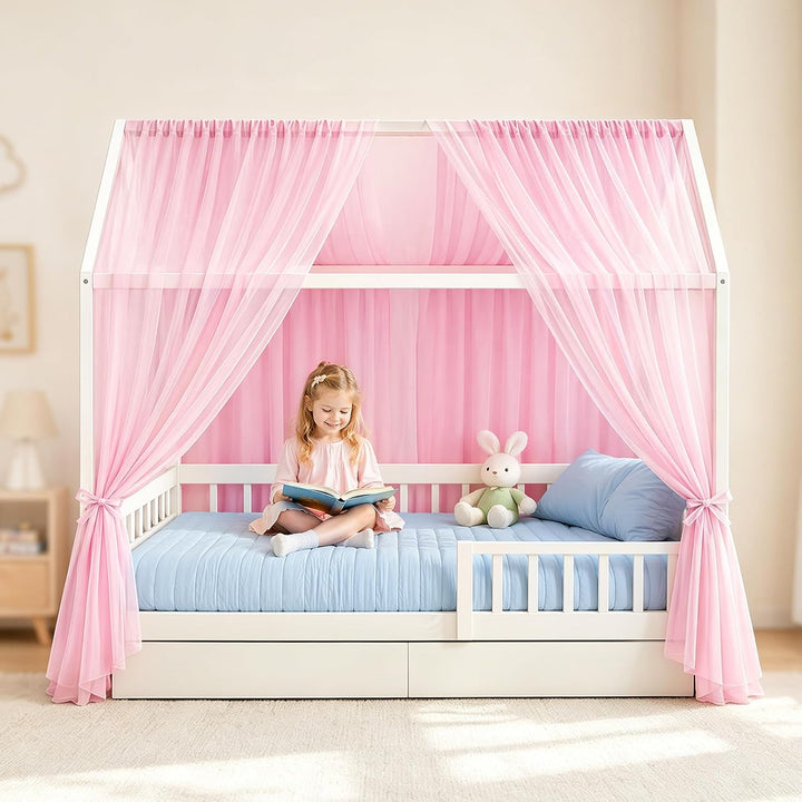 Hausbett Himmel, Betthimmel Hausbett, Stoffhimmel für Hausbetten Mädchen Jungen Baldachin, Handgemac