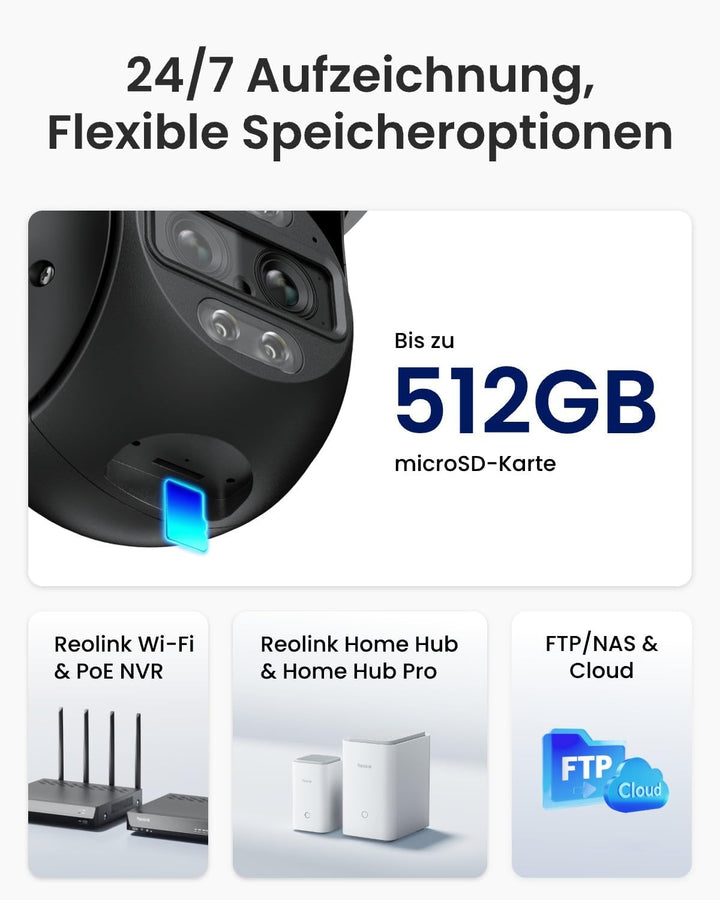 Reolink 4K 8MP Wi-Fi 6 PTZ Überwachungskamera Aussen WLAN mit Auto-Tracking-Zoom, Dual-Objektiv, Dua