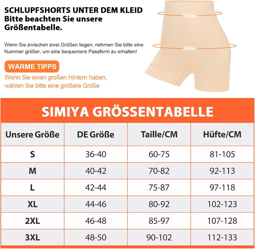 SIMIYA Bauchweg Unterhose Damen Hohe Taille Shapewear Leichte Bauchkontrolle Nahtlose Miederhose Leg