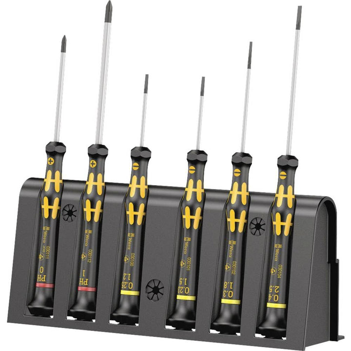 Wera Schraubendreher Set 1578 A/6 Elektroniker-Schraubendrehersatz ESD + Rack, 6-teilig, 05030170001