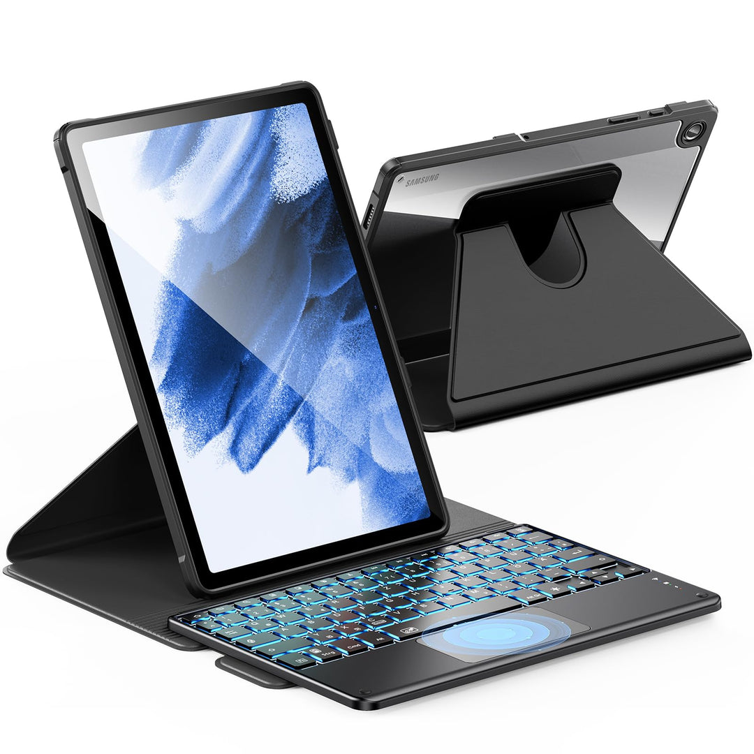 INFILAND für Samsung Galaxy Tab A9+/A9 Plus Hülle mit Tastatur [Hochpräzises Touchpad], 360° Drehbar