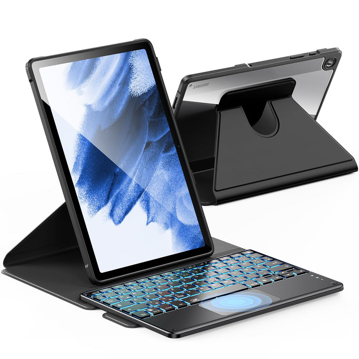 INFILAND für Samsung Galaxy Tab A9+/A9 Plus Hülle mit Tastatur [Hochpräzises Touchpad], 360° Drehbar