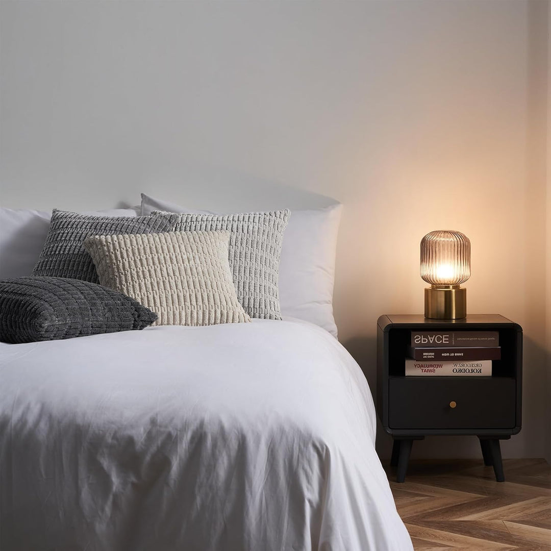 Topfinel 4er Set Kissenbezug 30x30 cm Grau - Kordsamt Dekokissen für Sofa Schlafzimmer & Wohnzimmer
