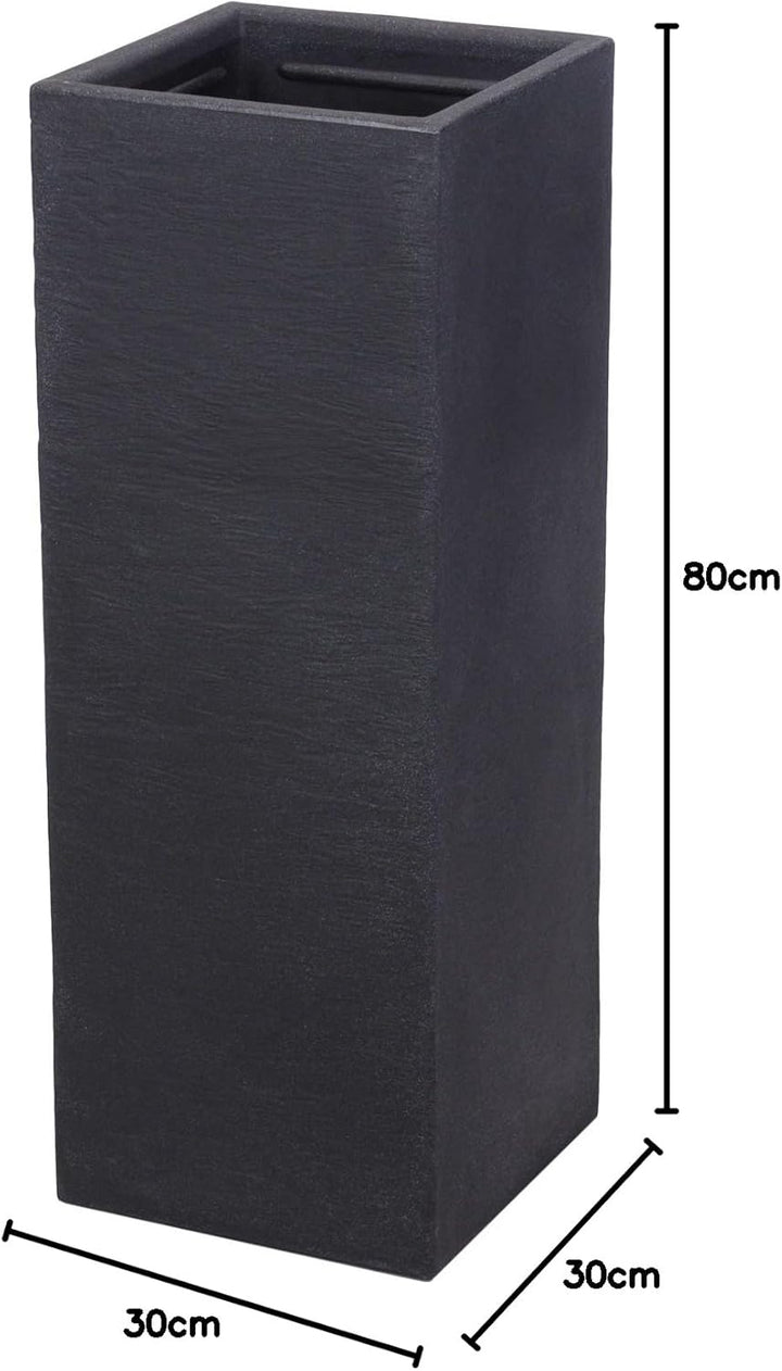 Spetebo XXL Kunststoff Pflanzkübel anthrazit 80 cm - Übertopf eckig - Blumenkübel Pflanzkasten Pflan