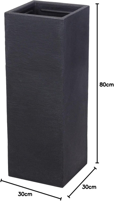 Spetebo XXL Kunststoff Pflanzkübel anthrazit 80 cm - Übertopf eckig - Blumenkübel Pflanzkasten Pflan