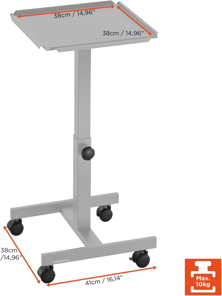 celexon Projektionstisch PT1010G - Projektor-Wagen höhenverstellbar: 60-90cm - grau 60 - 90cm Grau,