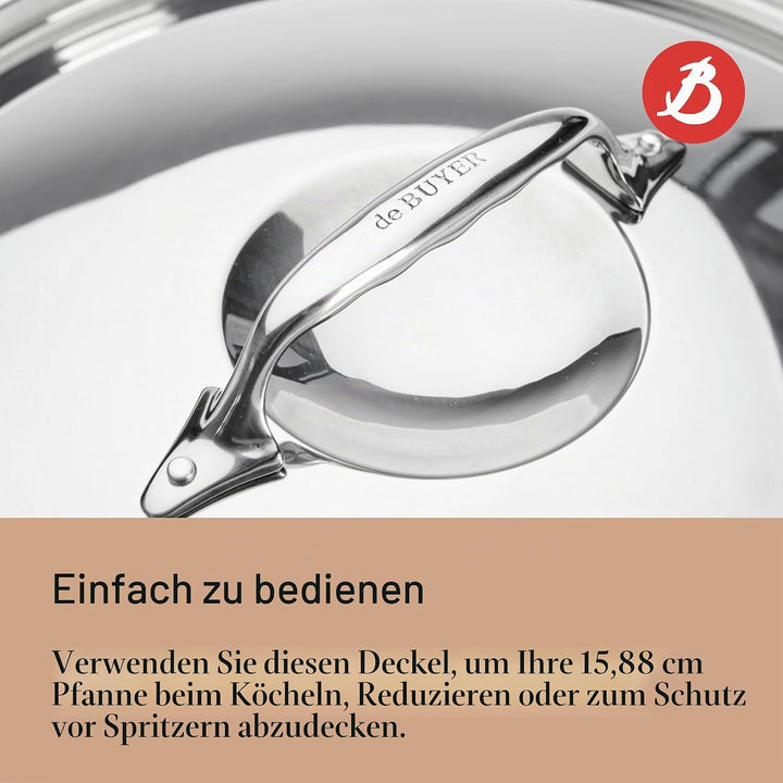 De Buyer - Edelstahl Deckel, Gussgriff - Durchmesser 16 cm - 3709.16N, Silber 16cm Durchesser, 16cm