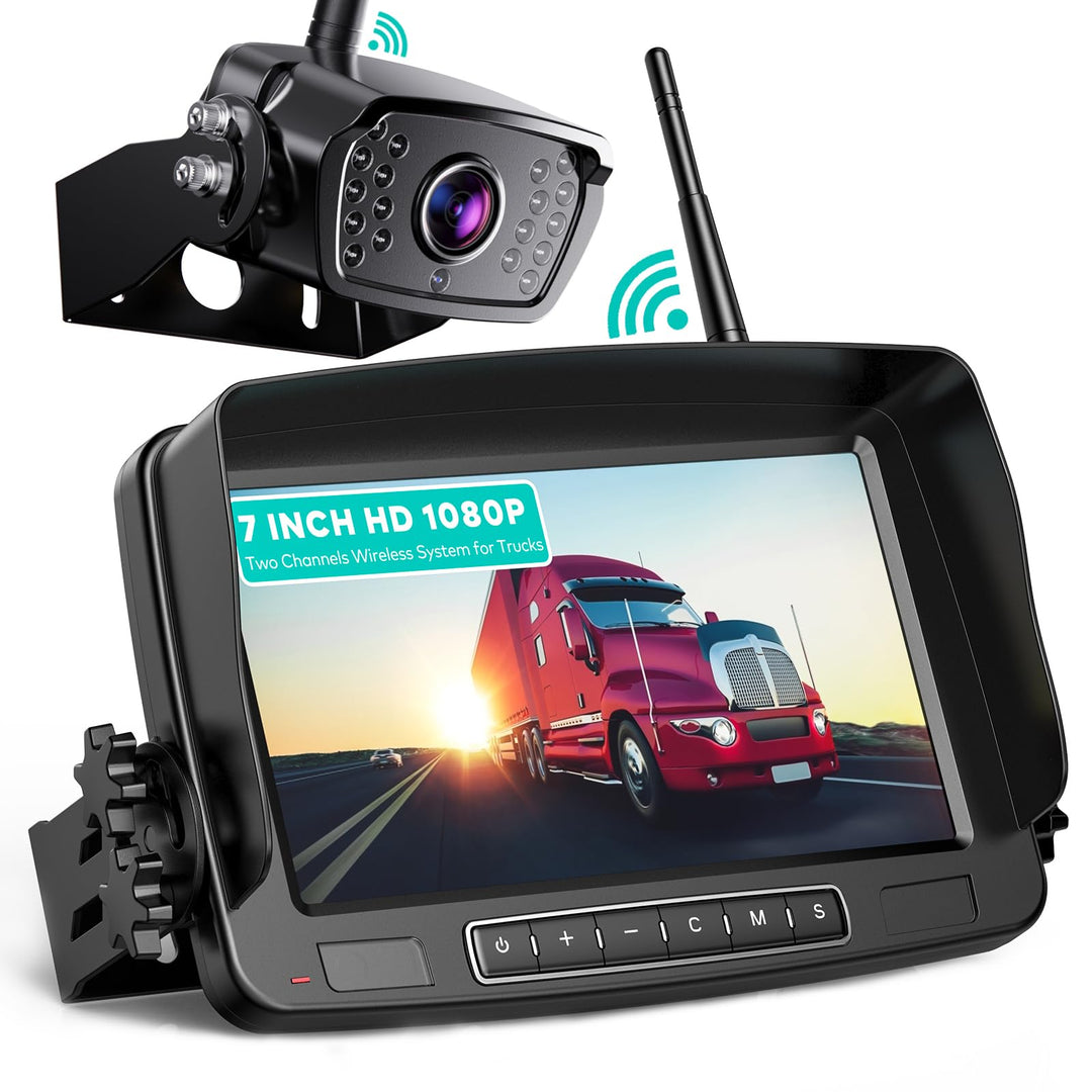 eRapta 7'' LCD Kabellose Digital Rückfahrkamera Set, mit eingebautem Funksender, Wireless Einparkhil