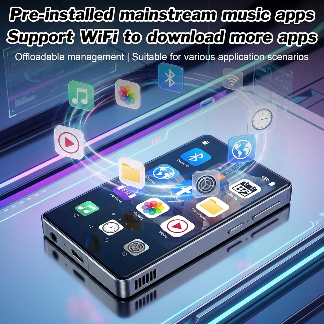 96GB MP3 Player mit Bluetooth 5.3 & WLAN, Android 13 Musikplayer für Kinder, 4 Zoll IPS Touchscreen,