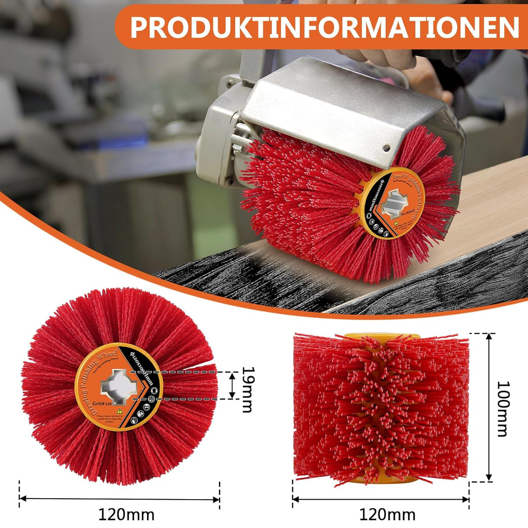 Nylonbürsten #120 Körnung| 120x100mm Schleifbürsten| Polierbürste zum Holzverarbeitung| Bürste für S