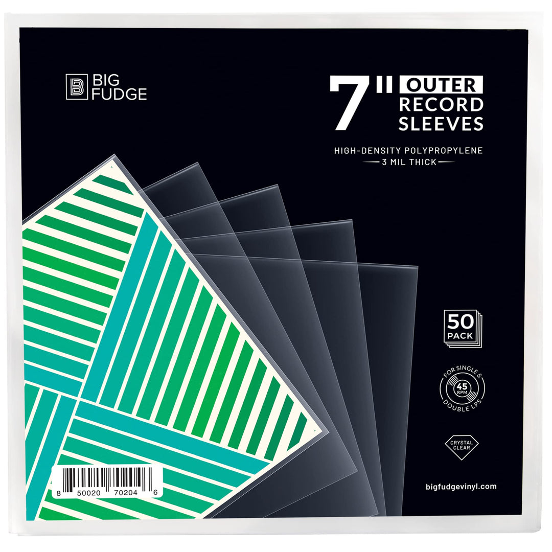 BIG FUDGE Schallplatten Aussenhüllen - 7" x 50 STK. - LP Hüllen transparent aus 3mil starken Polypro