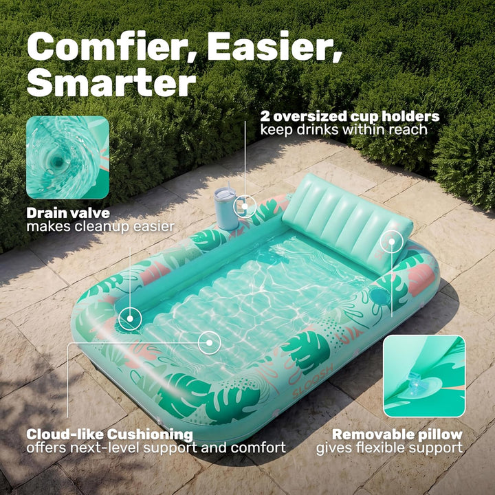 SLOOSH Aufblasbare Tanning Pool, 70" x 46"/ 85" x 57" Grosse aufblasbarer Luftmatratze für Erwachsen