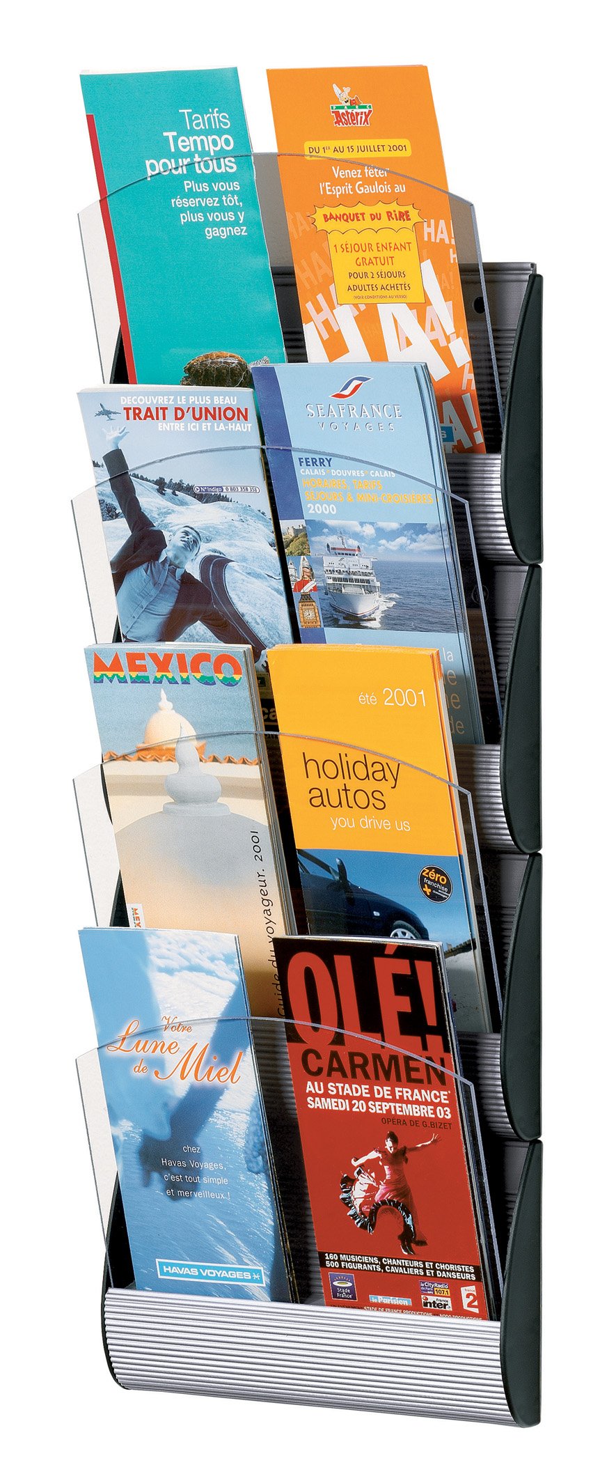 Paperflow Maxi-System-Wandanzeige, 4 Taschen, 65 x 13 x 8,9 cm, dritte Buchstabengrösse, Aluminium (